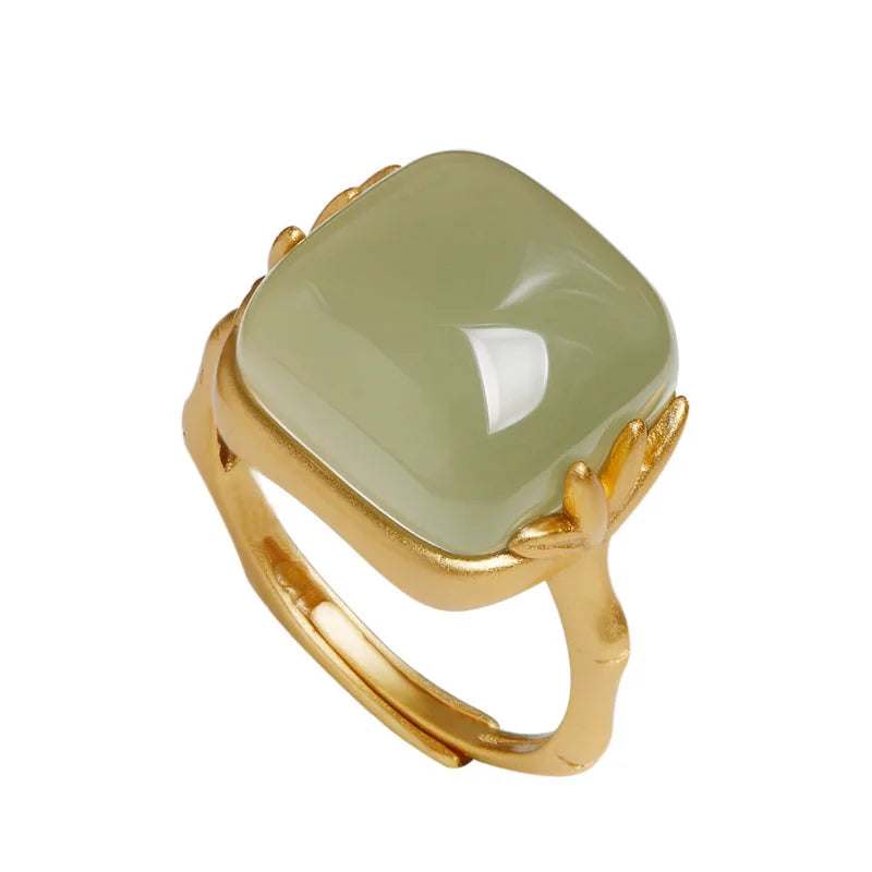 Adjustable Geometric Jade Ring for Women | Vintage Jewelry Gift
