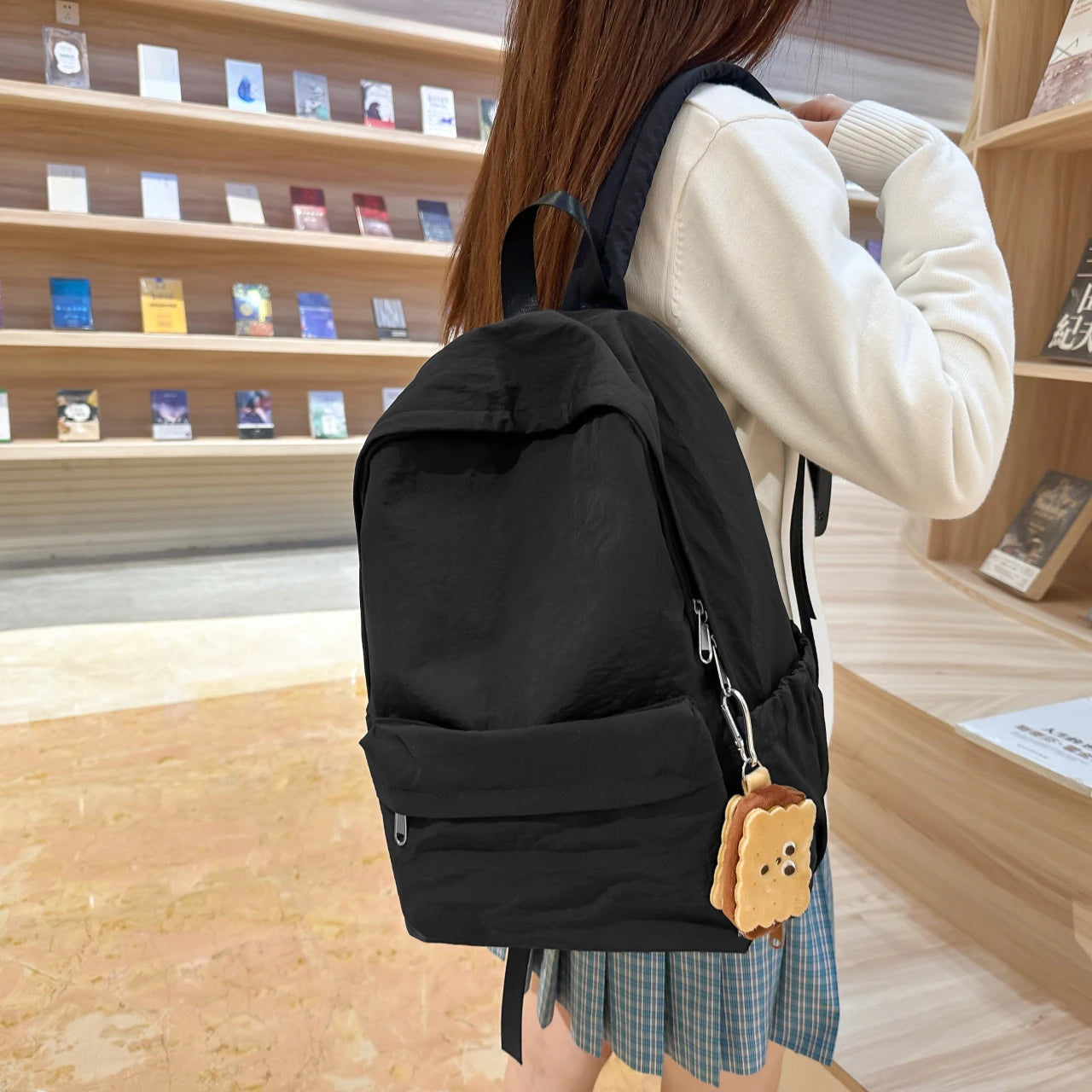 Versatile Solid Color Backpack | Large Capacity Daily Use