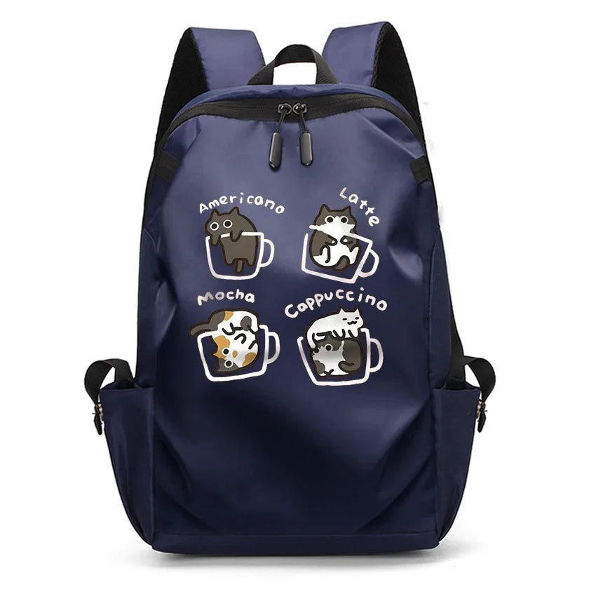 Cute Waterproof Men's Business Laptop Backpack with Cat Print