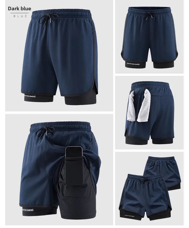 Men's 2-in-1 Camo Running Shorts | Quick Dry Gym Wear