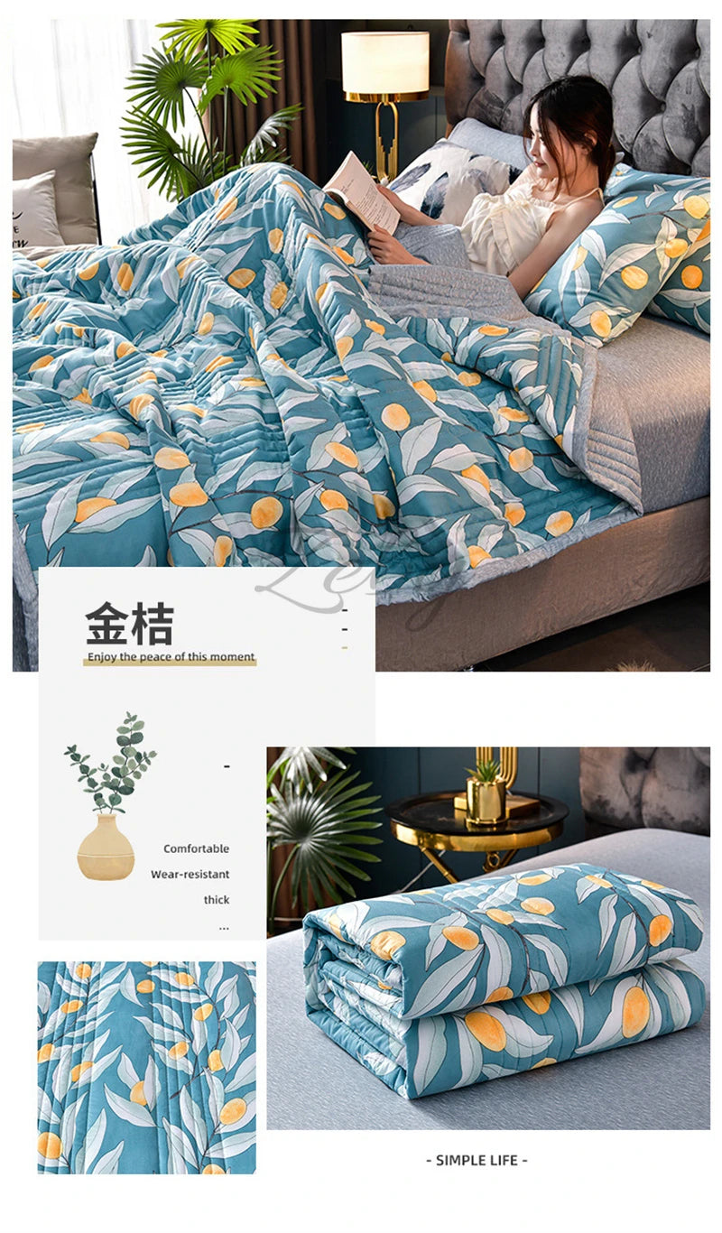 Quilted Spring Summer Quilt | Soft Comfortable Queen Size Blanket