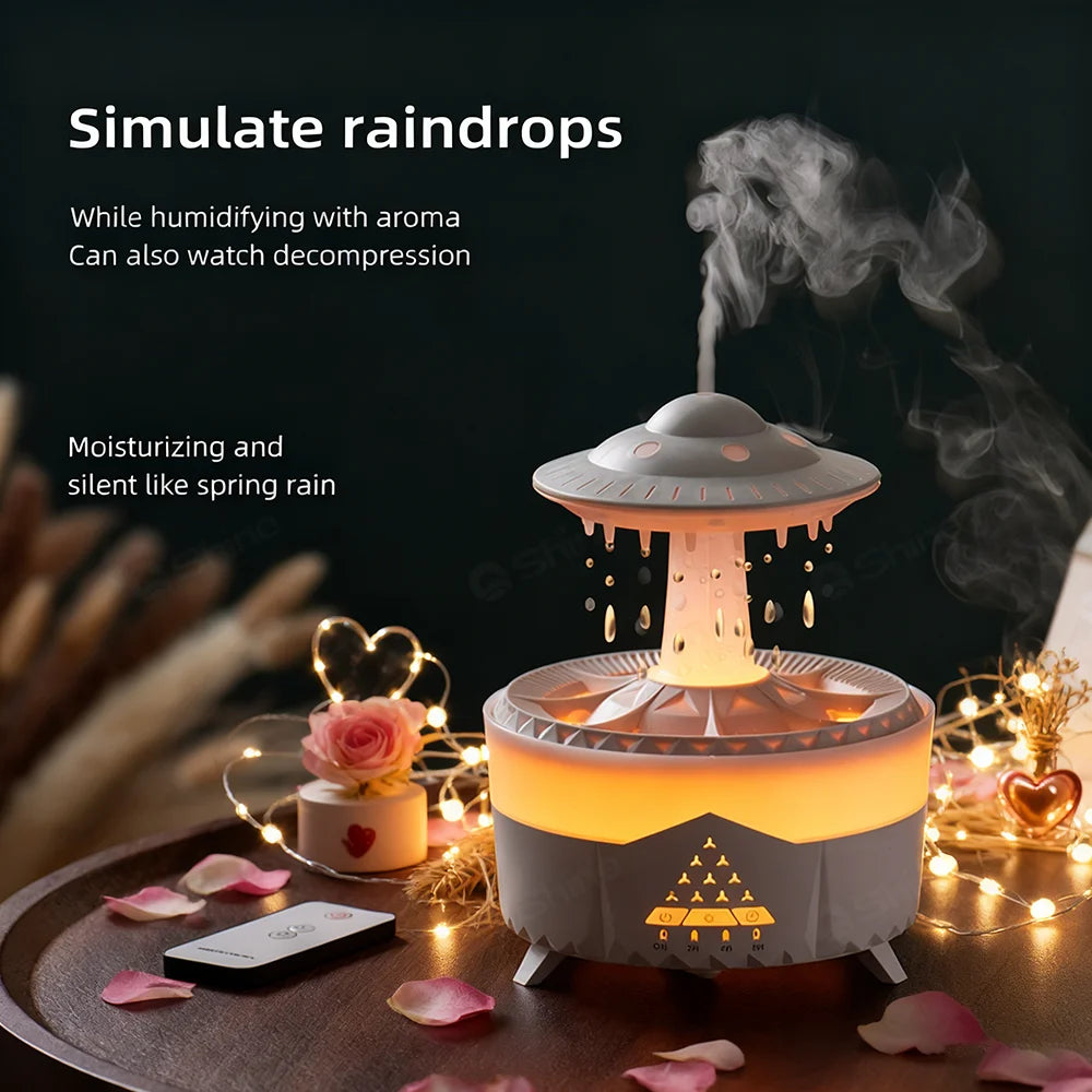Simulated Raindrop Air Humidifier | Essential Oil Diffuser with Lights
