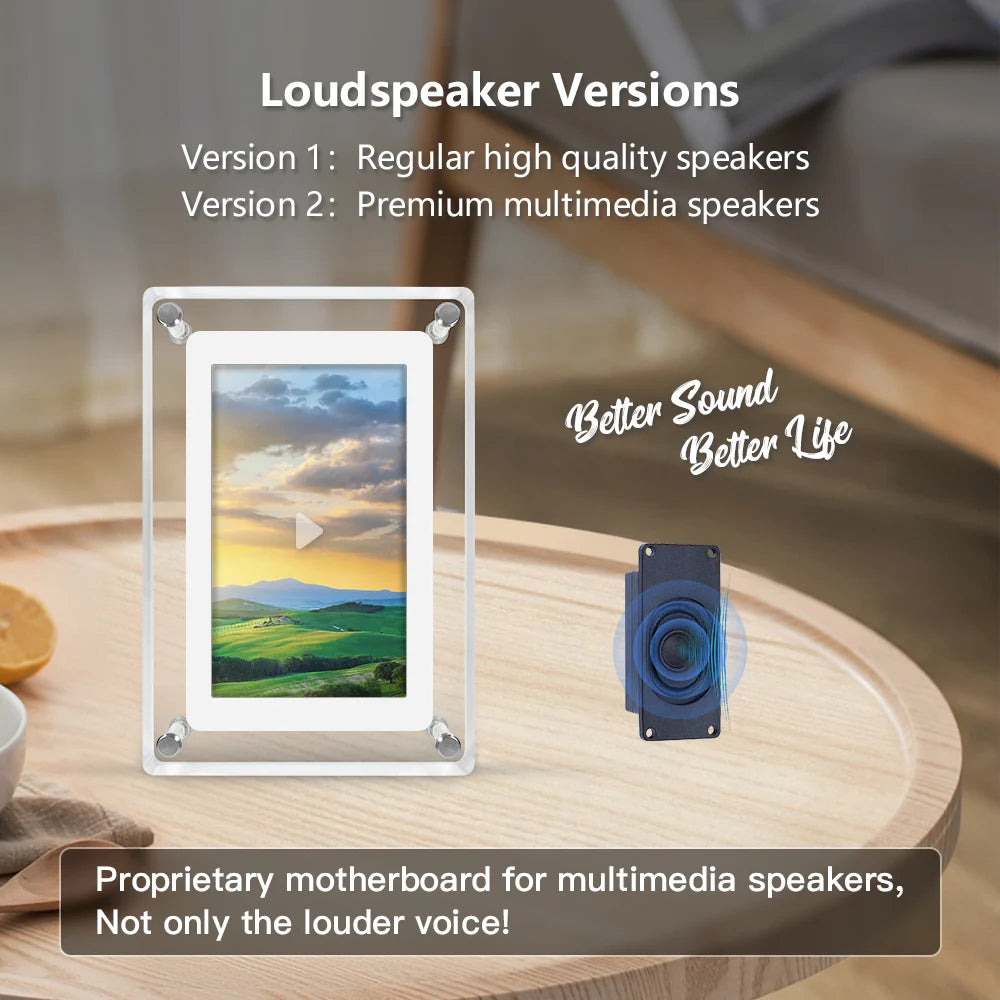 5-Inch Acrylic Digital Photo Frame | USB Charging & Video Playback