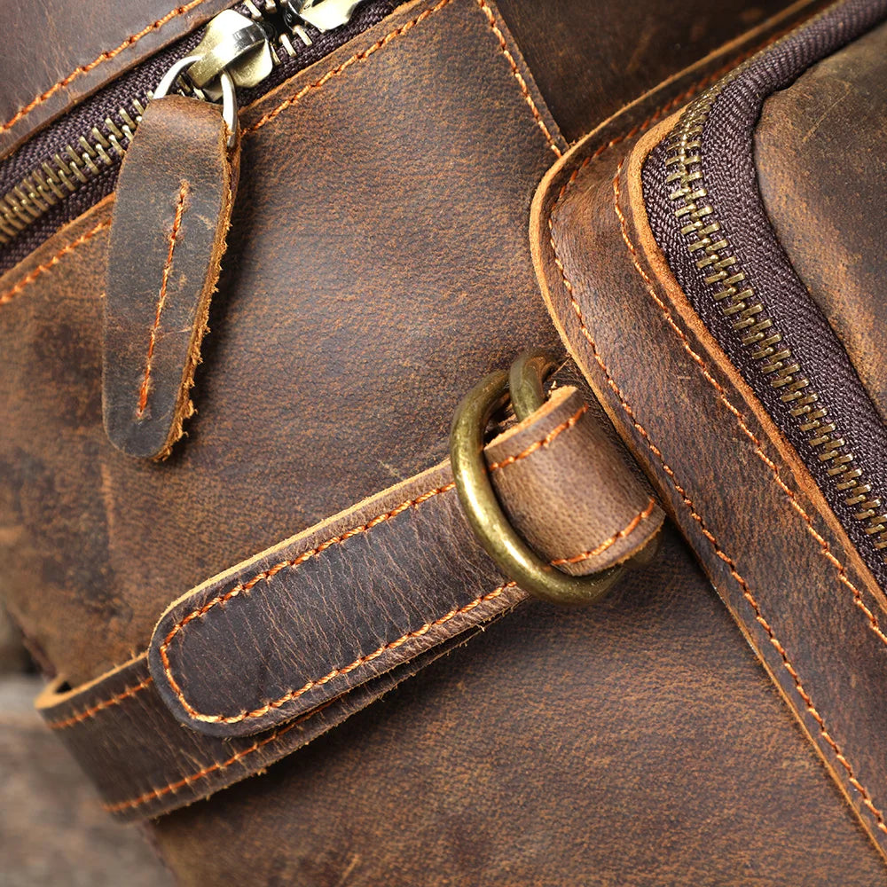 Vintage Genuine Leather Backpack | Stylish Outdoor Travel Bag