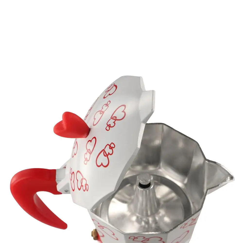 Personalized Heart Pattern Aluminum Mocha Pot | Classic Coffee Maker