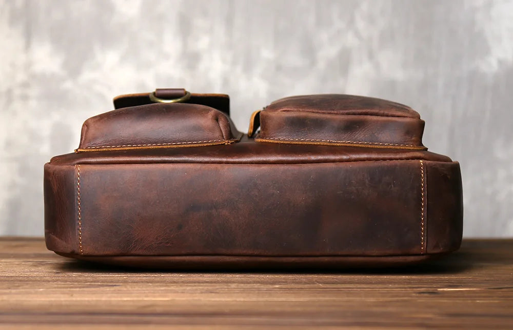 Retro Handcrafted Leather Men's Crossbody Bag | Versatile Fashion
