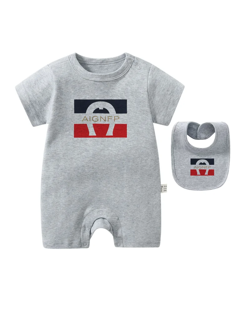 Colorful Newborn Baby Boys Rompers & Bib Scarf Set | Summer Style