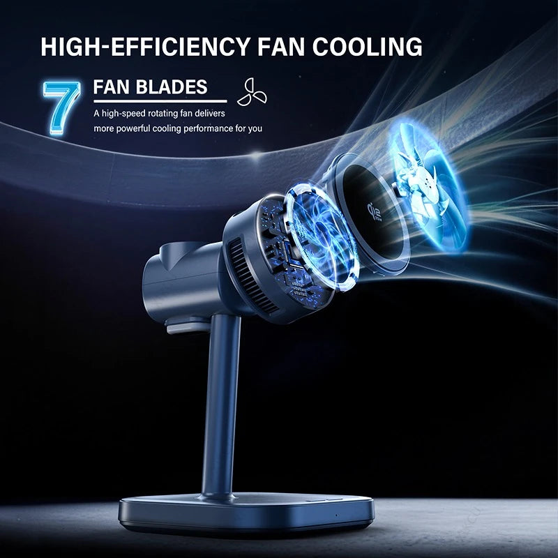 Cargador inalámbrico magnético de 25W con refrigeración por aire y luz LED