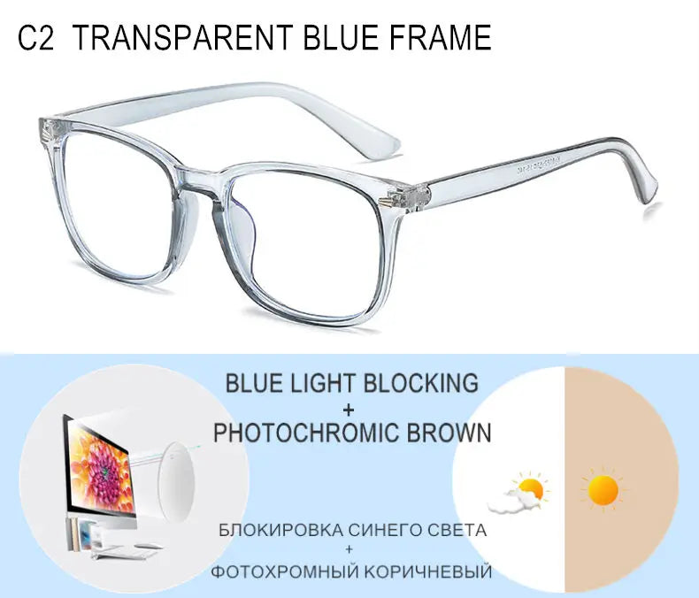 Gafas de sol retro de montura cuadrada con protección contra la luz azul y estilo