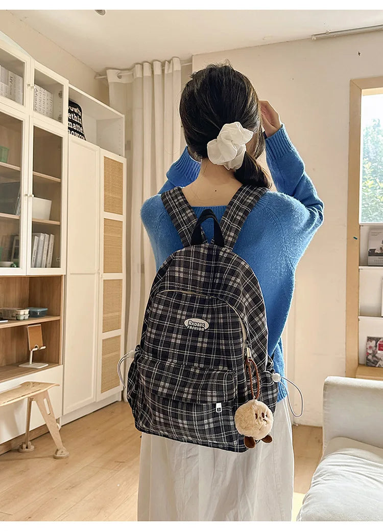 Large Capacity Plaid Backpack | Versatile Travel & School Bag