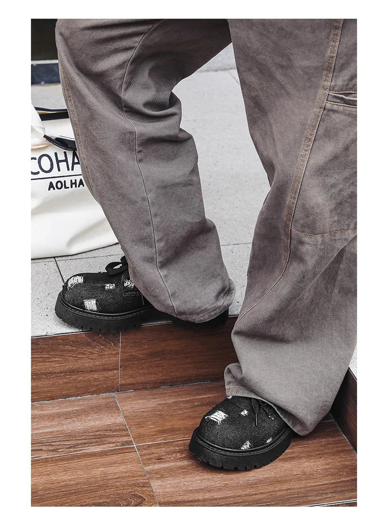Comfortable Denim Low Top Boots with Thick Sole | Trendy Sneakers