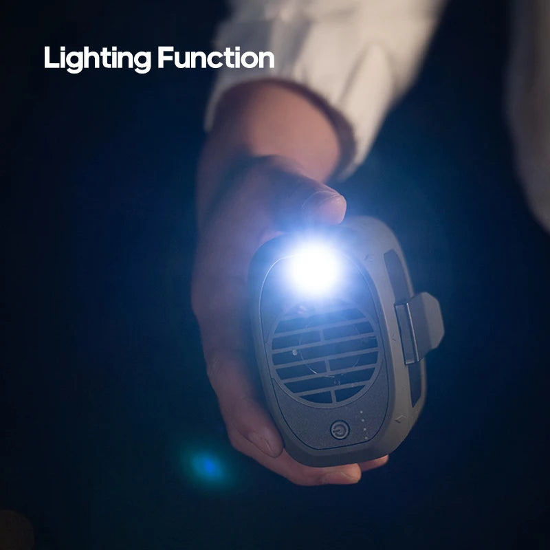 8000mAh Outdoor Waist Fan | Portable Bladeless Neck Fan with Lights