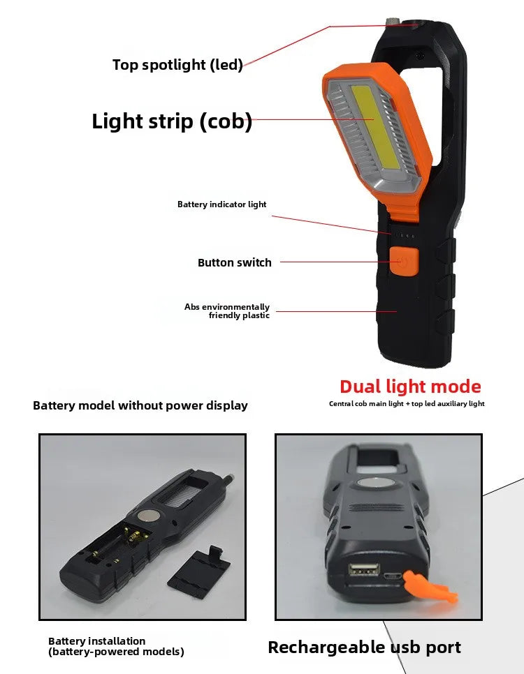 Super Bright USB Rechargeable LED Car Inspection Light | Emergency Work Light