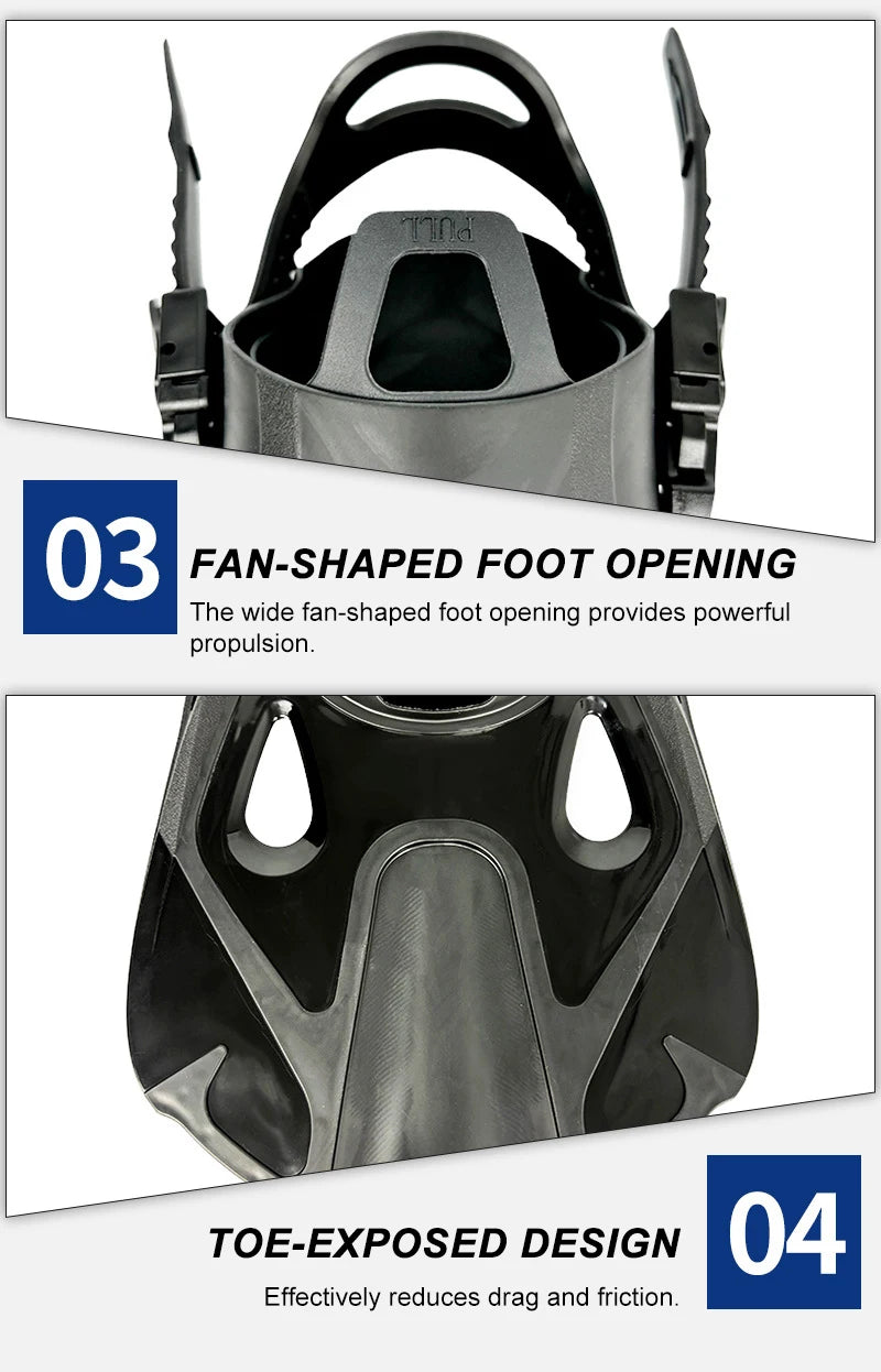 Swim Flippers Snorkel Fins Short Diving Frog Shoes Duck Webs Adjustable Silicone Travel Size Open Heel For Adult Men Women Youth