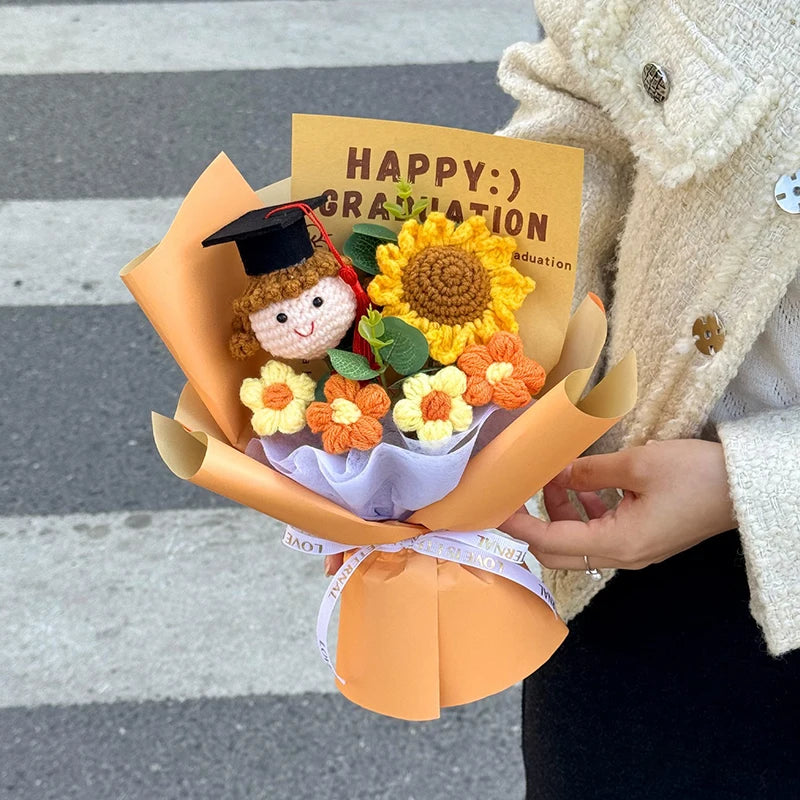 Ramo de flores de graduación tejidas a mano | Regalo perfecto para profesores