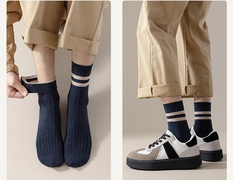 Men's Striped Mid Tube Socks | Breathable Casual Comfort