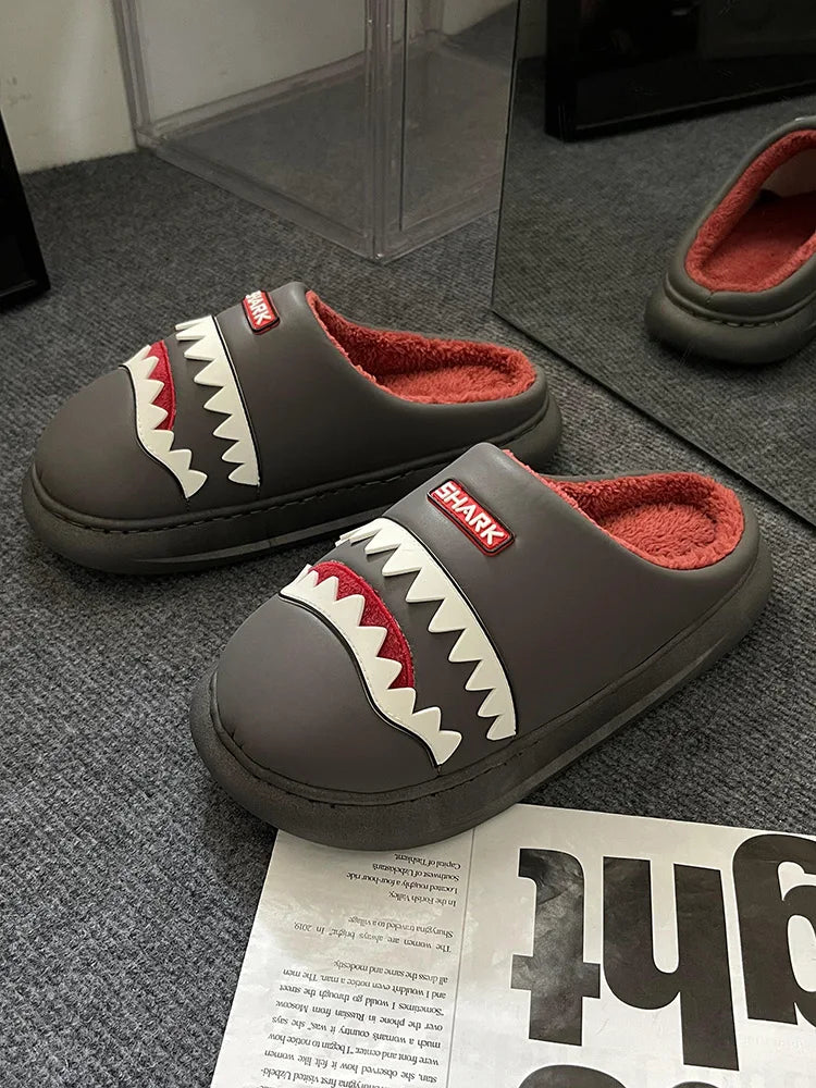 Men's Shark Plush Winter Slippers | Cozy Warm Indoor Outdoor Shoes