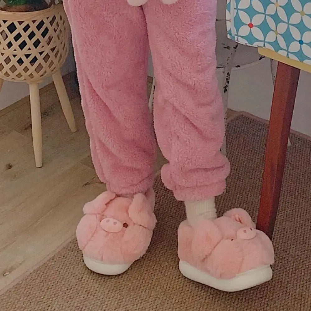 Cute Pig Plush Slippers for Kids | Adorable Winter Indoor Shoes