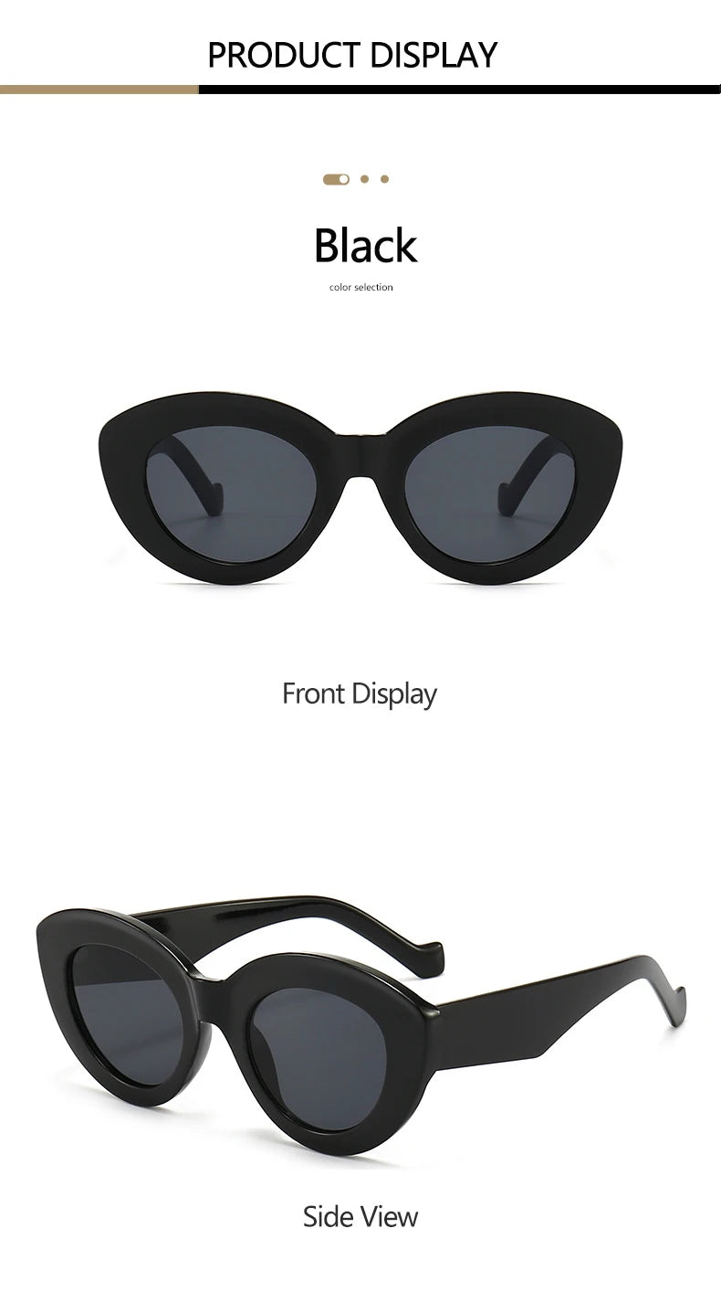 Vintage Thick Frame Oval Cat Eye Sunglasses | Trendy Street Style