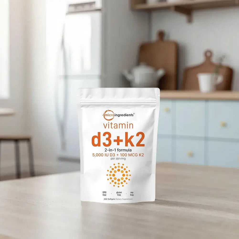Vitamin D3 K2 Capsules for Immune Support | 300 Vegan Softgels