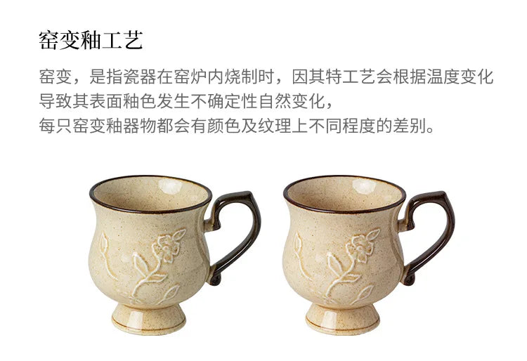Medieval Relief Tall Ceramic Mug | Eco-Friendly Coffee & Water Cup
