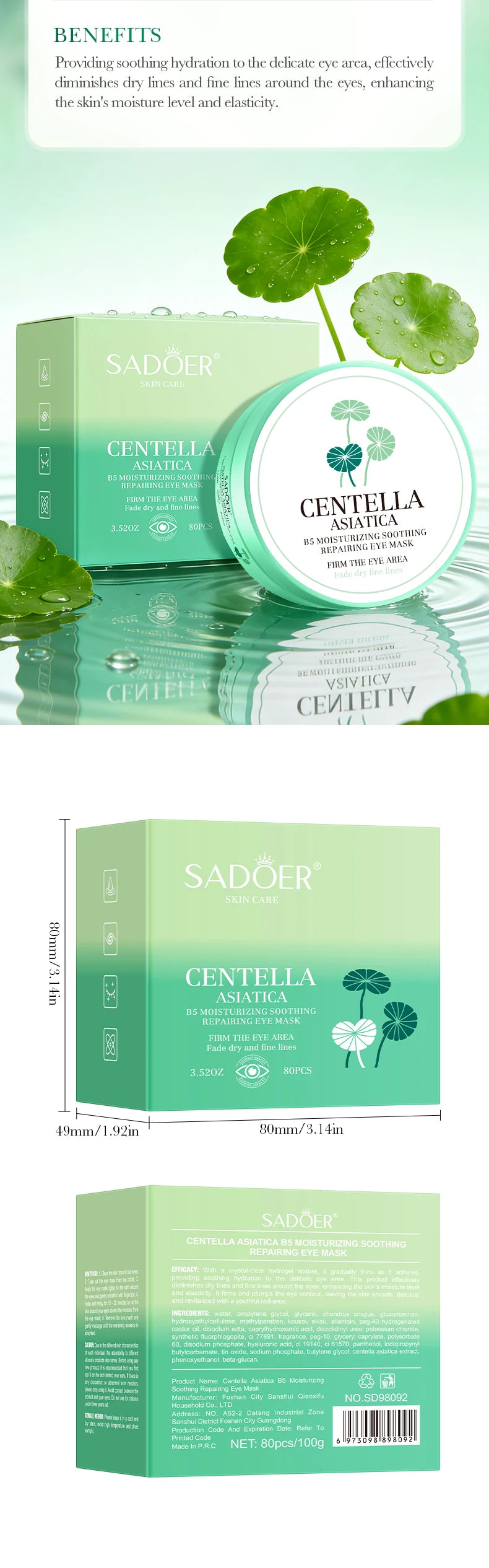 80pcs Collagen Eye Masks for Dark Circles & Wrinkles Relief