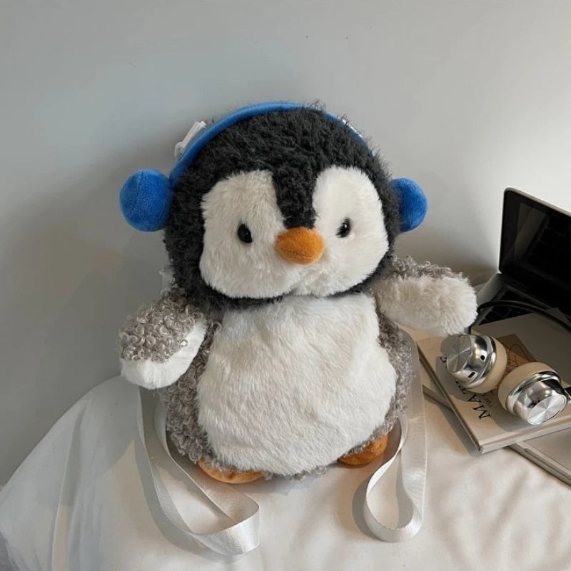 Cute Penguin Plush Backpack | Soft Cartoon Animal Crossbody Bag