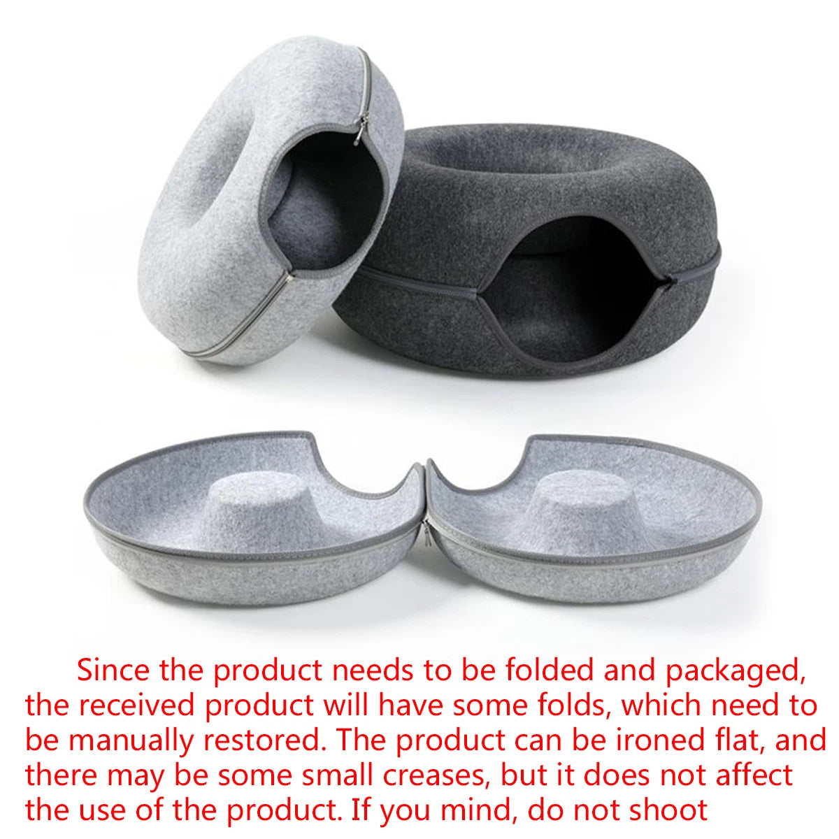 Interactive Round Cat Tunnel Bed | Cozy Felt Cat Toy for Kittens