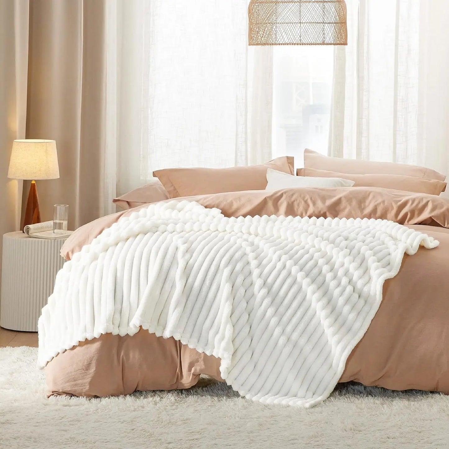 Ultra Soft Striped Fleece Throw Blanket | Warm & Cozy Comfort