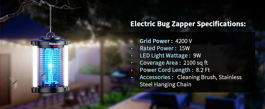 Powerful Outdoor Bug Zapper | Dual LED Mosquito Trap