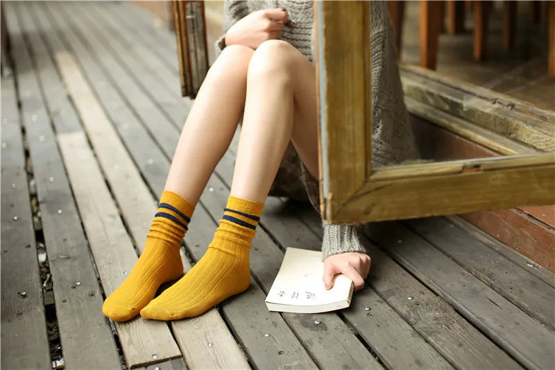 Stylish Women's Striped Long Socks | Comfortable Casual Footwear