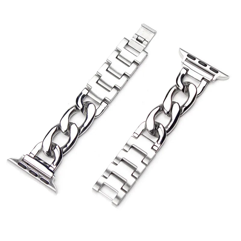 Bold Stainless Steel Cuban Link Bracelet for Smartwatches