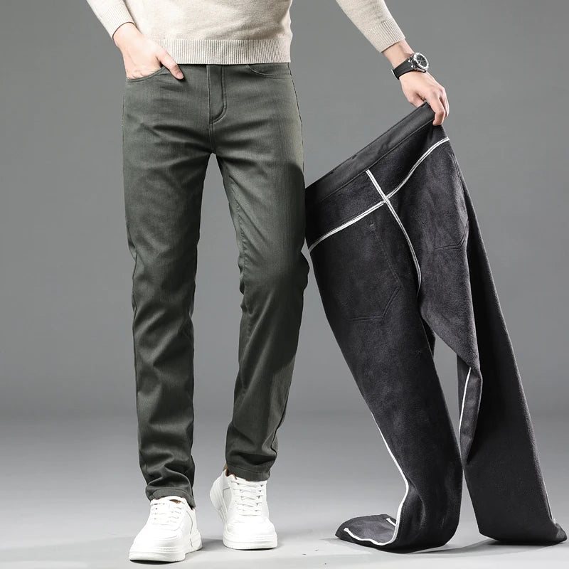 Men's Winter Fleece Pants | Thick Warm Casual Velvet Trousers