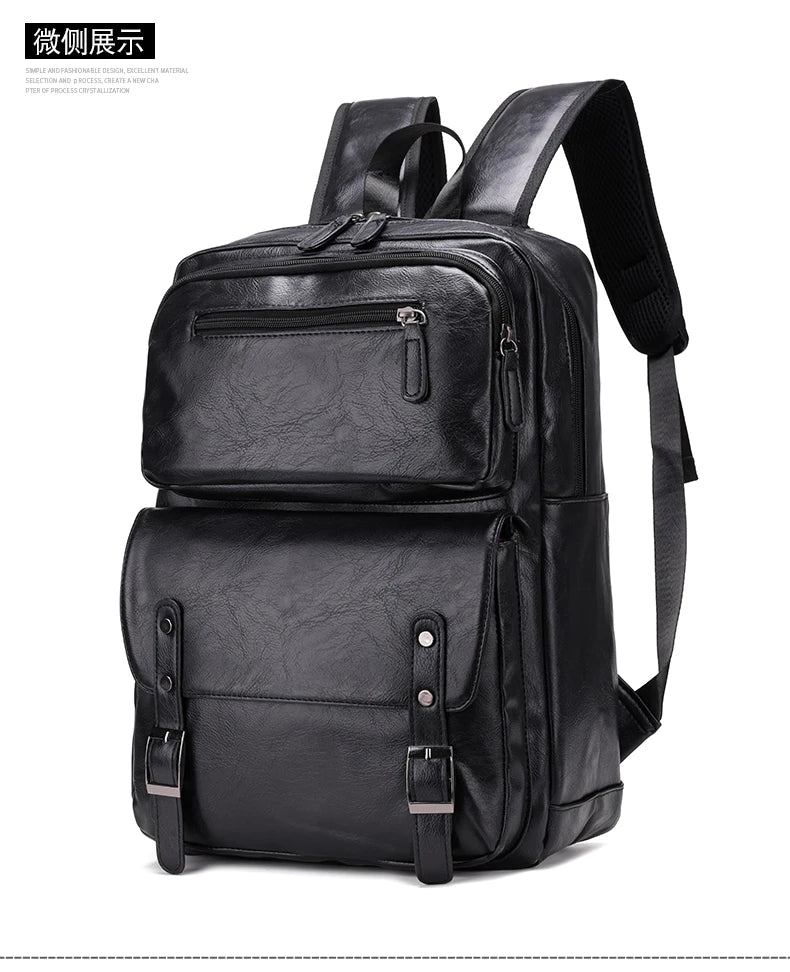 Men's Casual PU Leather Laptop Backpack | Stylish Travel Bags