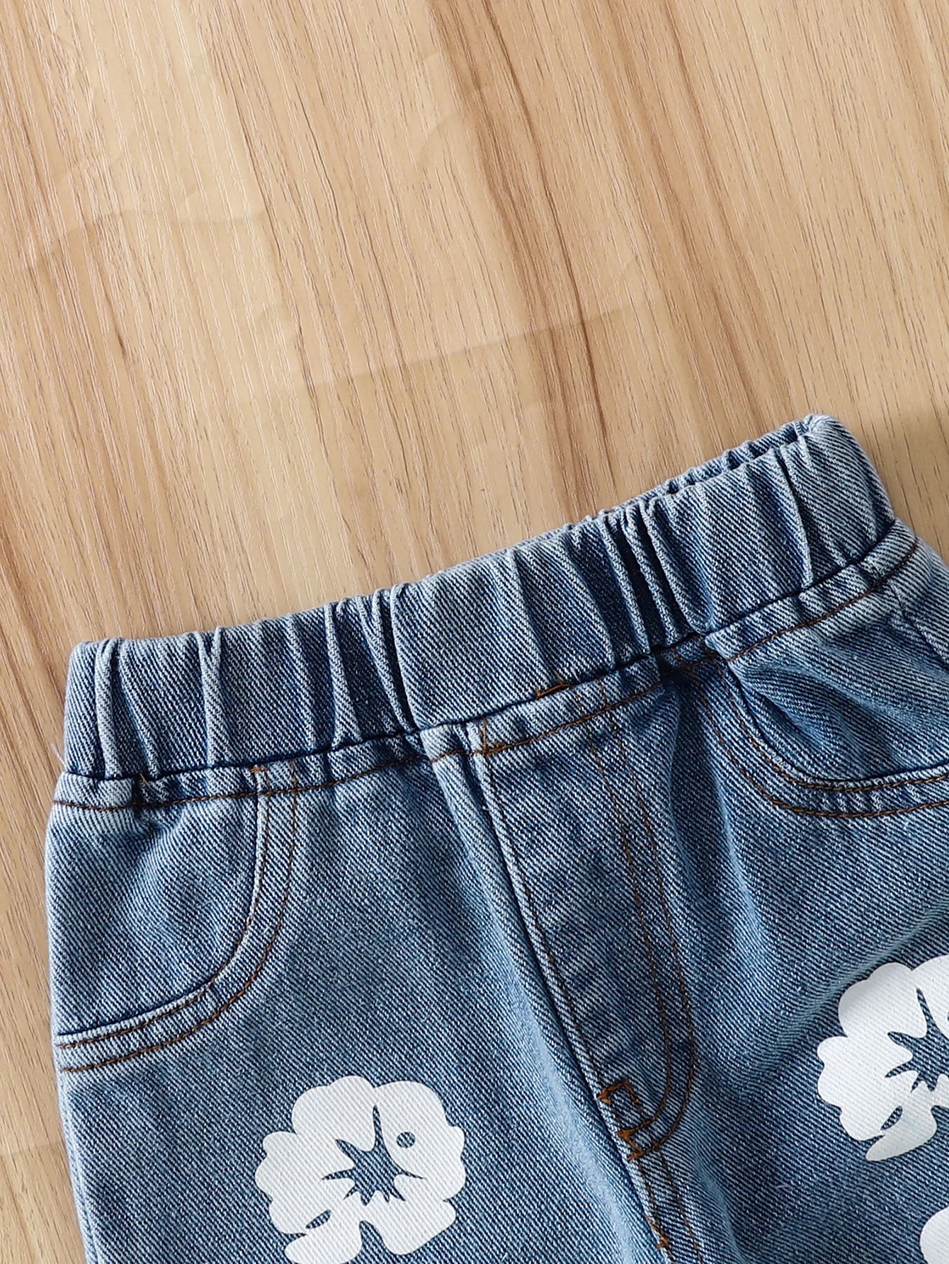 Girls Denim Floral Print Outfit | Sweet Casual Style for Year-Round