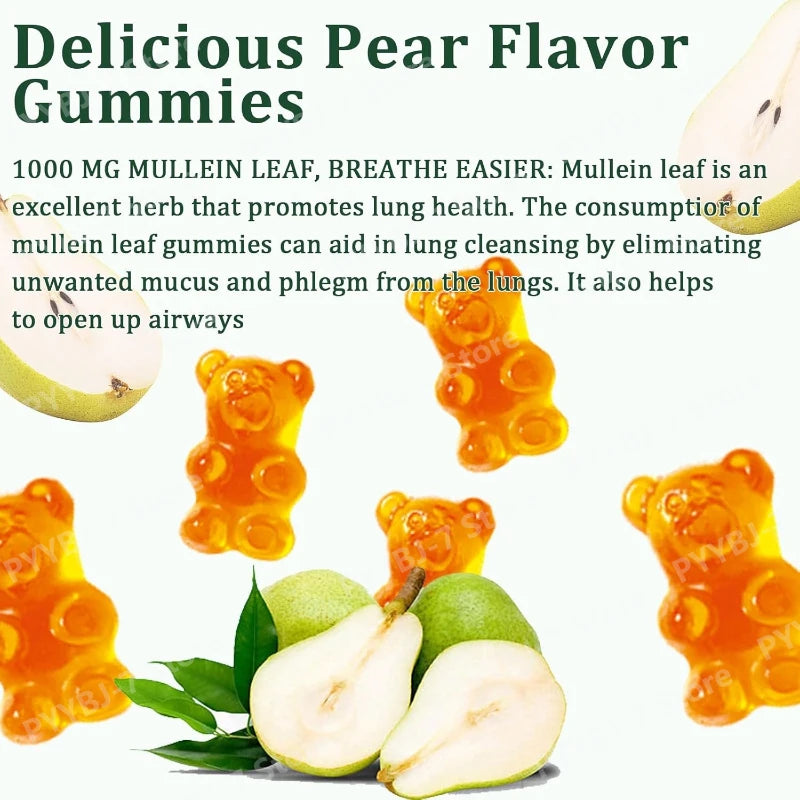 Respiratory Health Mullein Gummies | Pear Flavor Lung Support