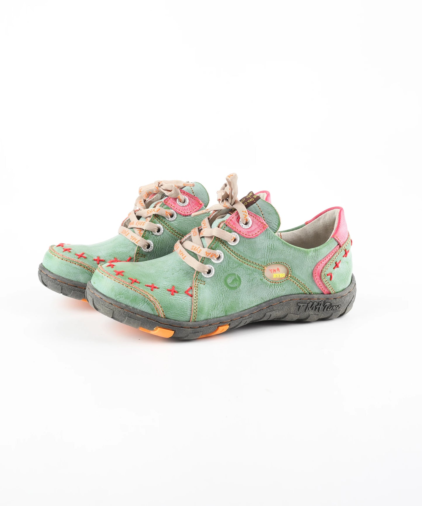 Stylish Hand-Stitched Color Block Leather Sneakers for Women