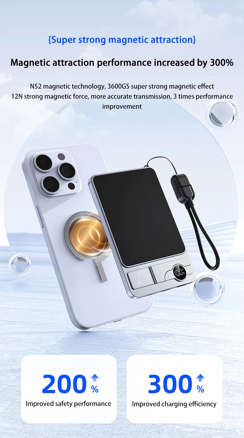 Ultra Slim Magnetic Wireless Power Bank | Fast Charging Portable Battery