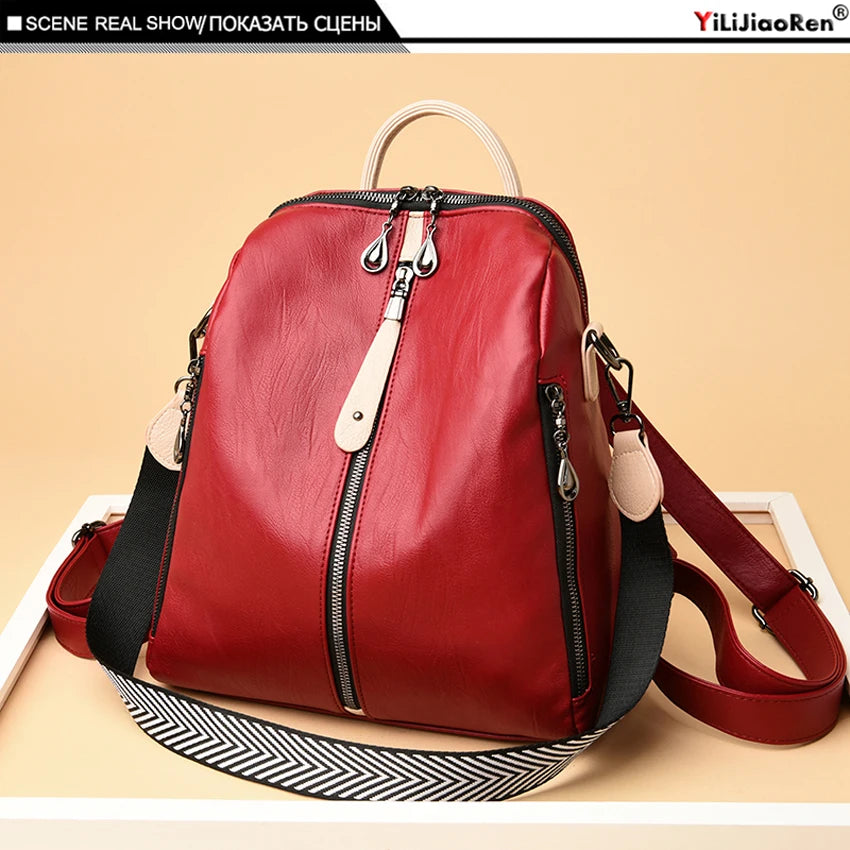 Stylish Women's Soft Leather Backpack | Ideal for Travel & School