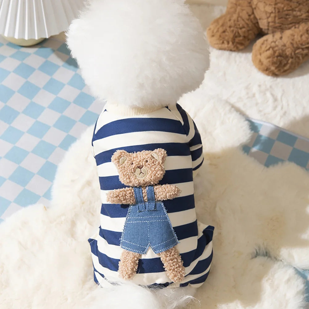 Kawaii Cat Jumpsuit | Cute Striped Romper for Small Pets