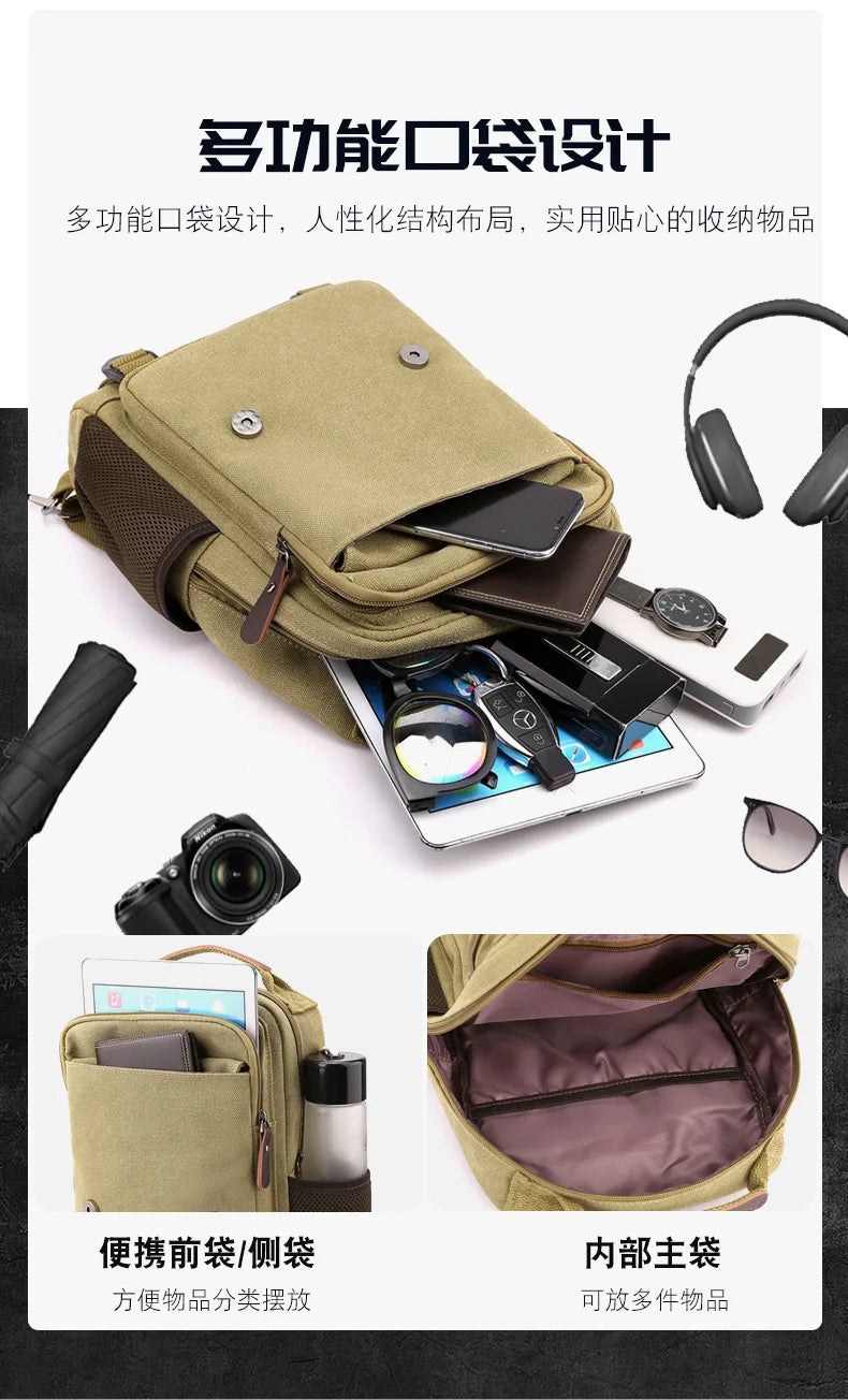 Multifunctional Canvas Chest Bag | Sleek Travel Companion