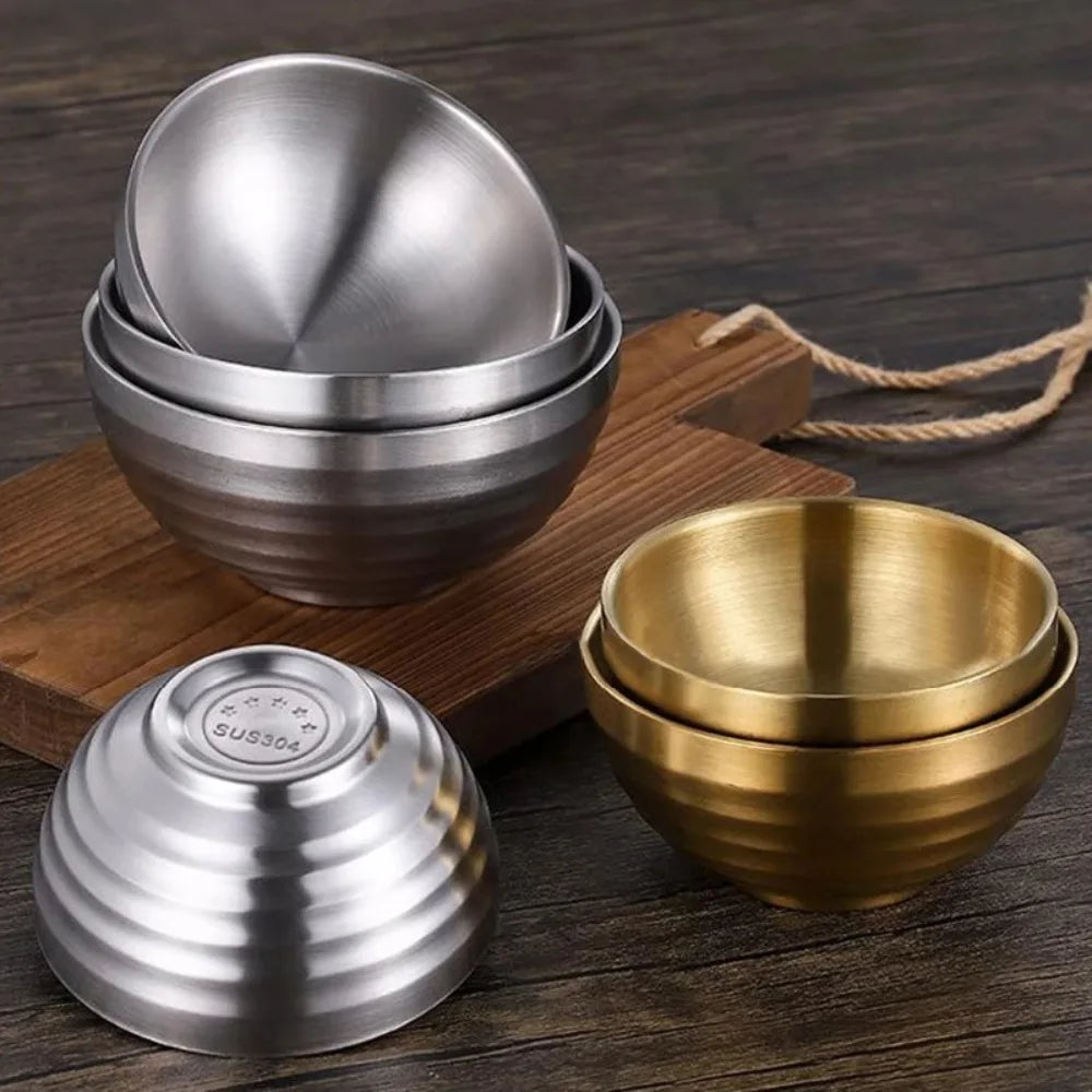 Large Double Layer Stainless Steel Ramen Bowl | Anti-Scald Design