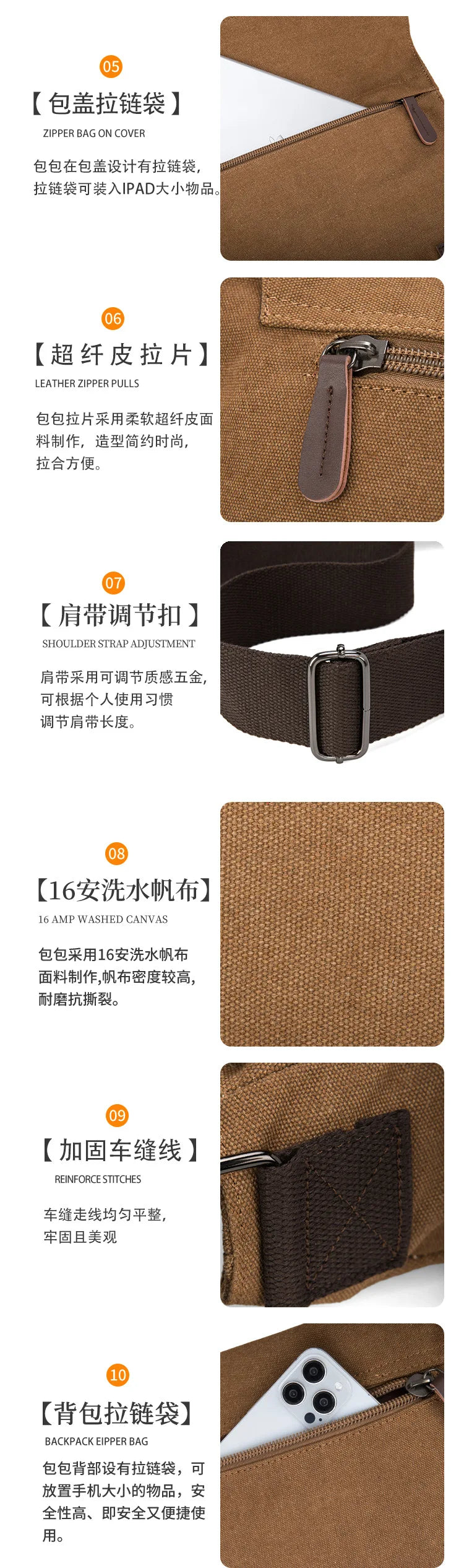 Bolso cruzado de lona unisex moderno | Elegante bolso para portátil de estudiante