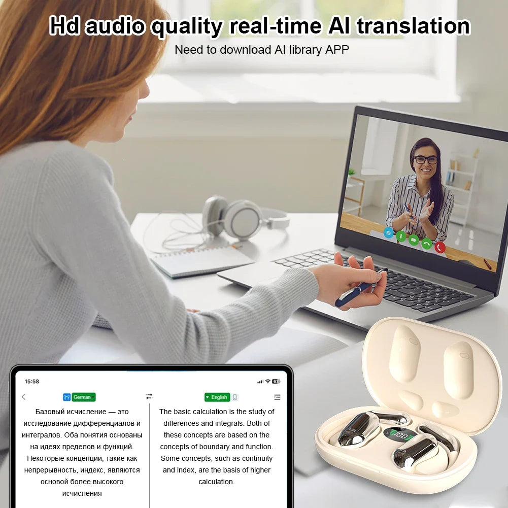3-in-1 AI Translator Earbuds | 144 Languages Bluetooth Headset
