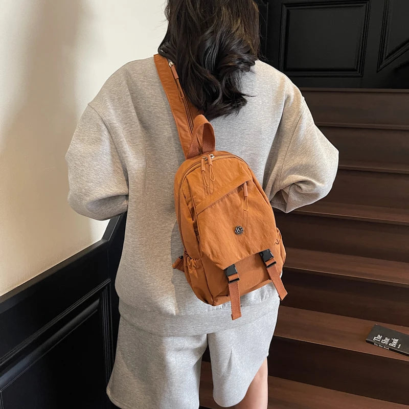 Versatile Solid Color Unisex Small Backpack | Large Capacity Design