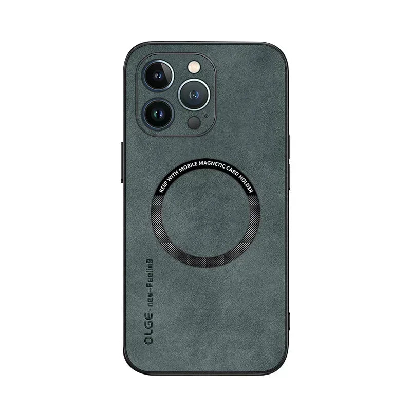 Luxury Leather Shockproof Phone Case for iPhone | Magnetic Charging