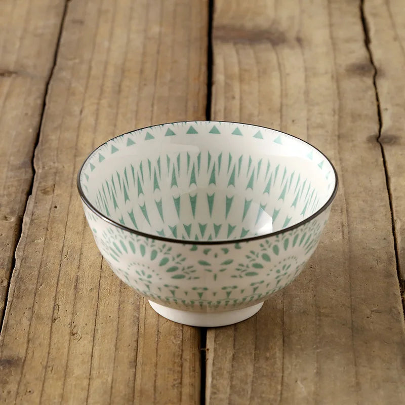 Cuenco de arroz de cerámica estilo japonés de 4.5 pulgadas | Vajilla elegante