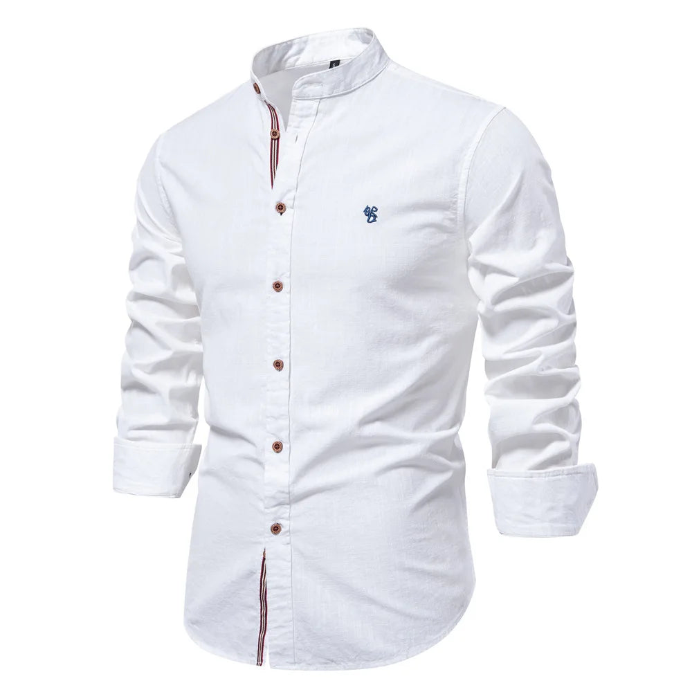 Men's 100% Cotton Casual Long Sleeve Shirt | Comfortable Embroidery