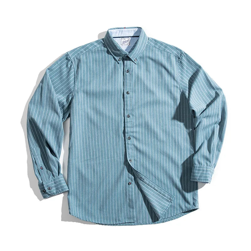 Men's Retro Vertical Stripe Long Sleeve Casual Shirt | Stylish Tops