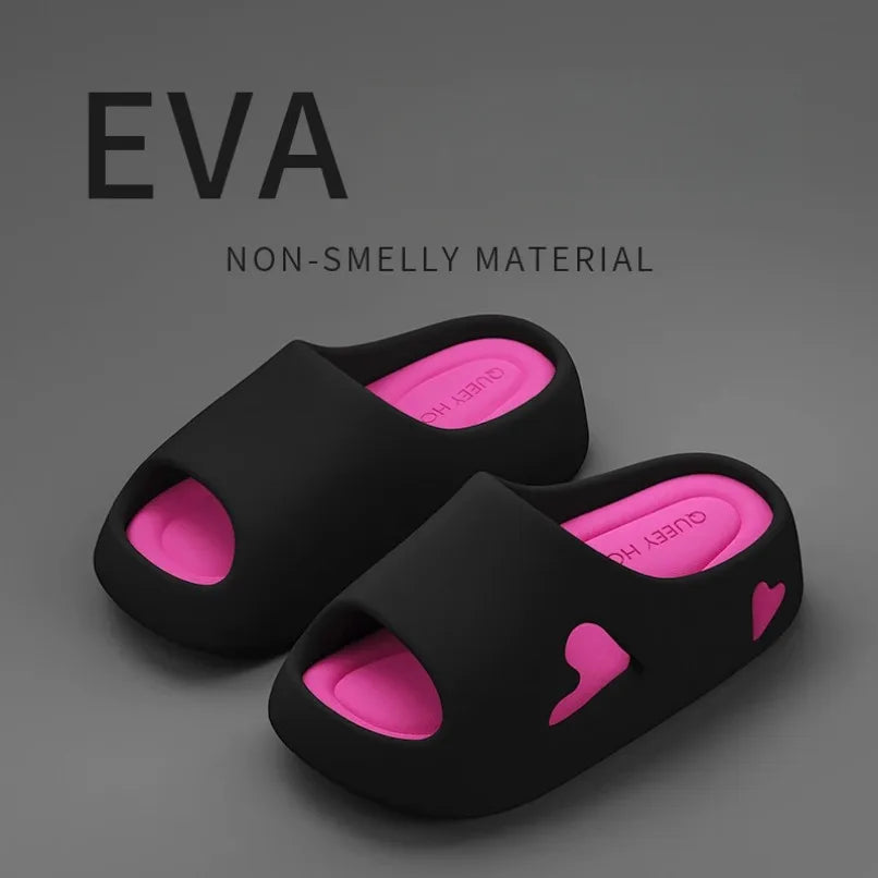 Women's Heart Platform Cloud Slippers | Soft Indoor & Outdoor Sandals